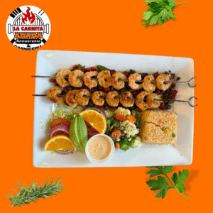 brochetas de camaron